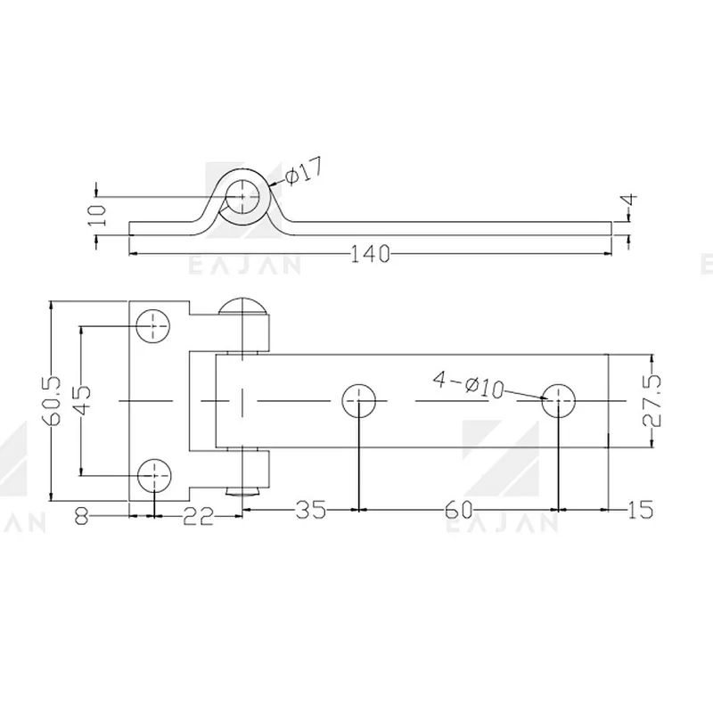 01620 Steel Small Box Van Truck Trailer Rear Side Door Hinge 4 Holes Bolt