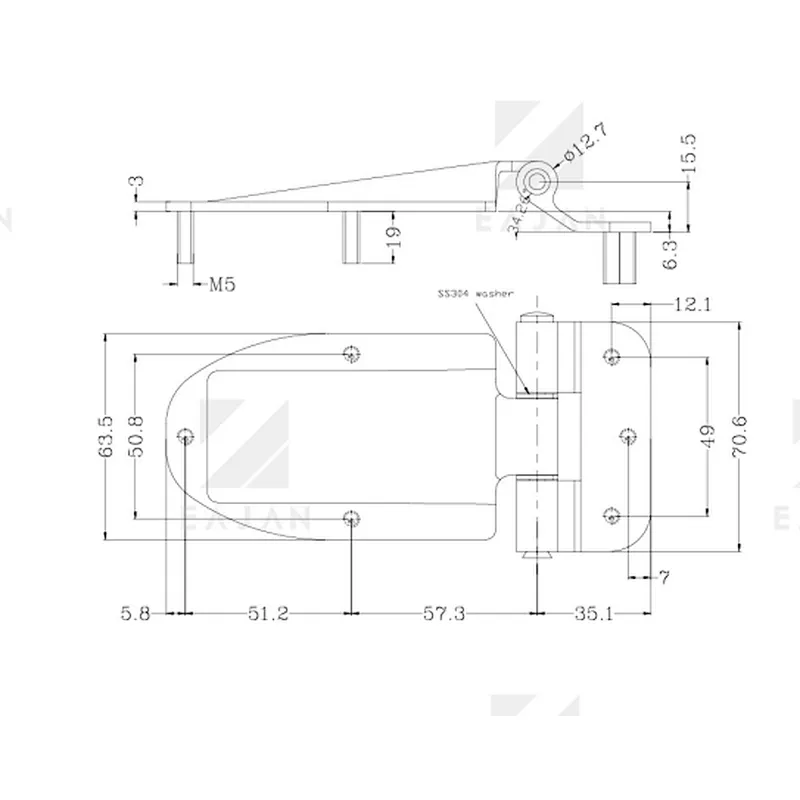 01616 Trailer and Truck Body Part Truck Door Hinge