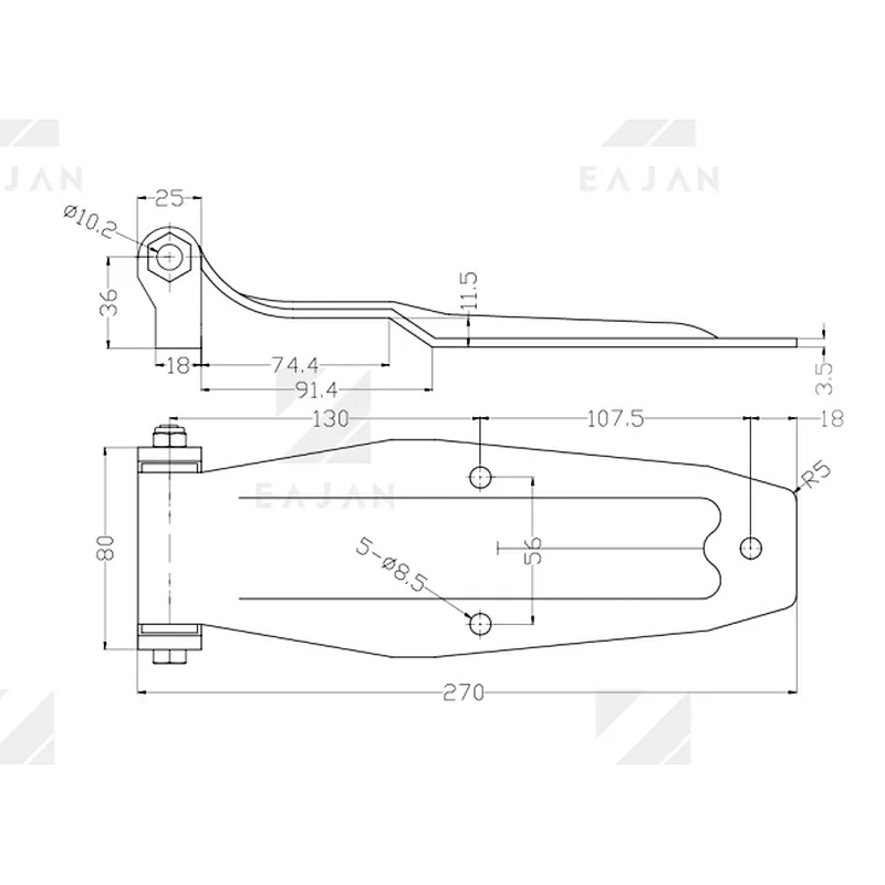 01618 Steel Strap Removable Side Rear Door Hinge For Truck Enclosed Trailer