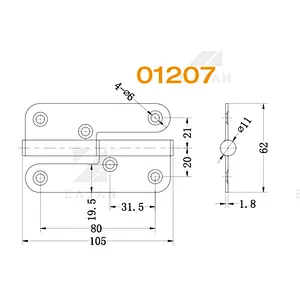 01207 American style corner door hinge