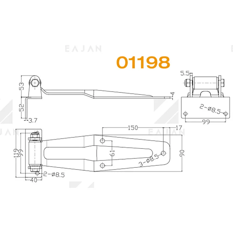 01198 Truck and Trailer door hinge for refrigerated trucks