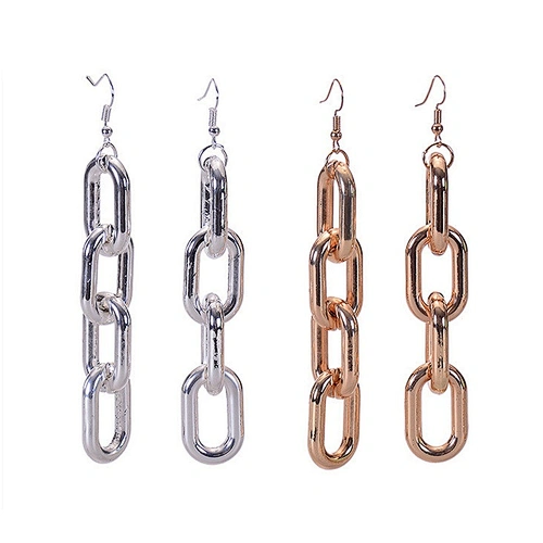 Symmetrical earrings circle chain earrings pendant temperament design feeling niche chain ear nail hollow out chain splicing ear
