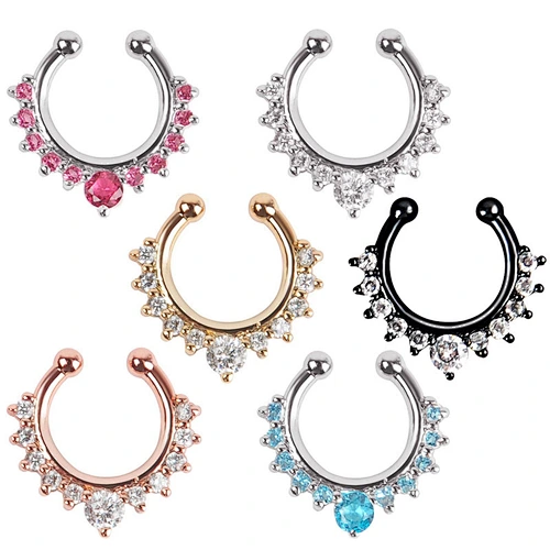 New style body jewelry Zircon Rhinestone diamond stainless steel clip on nose ring