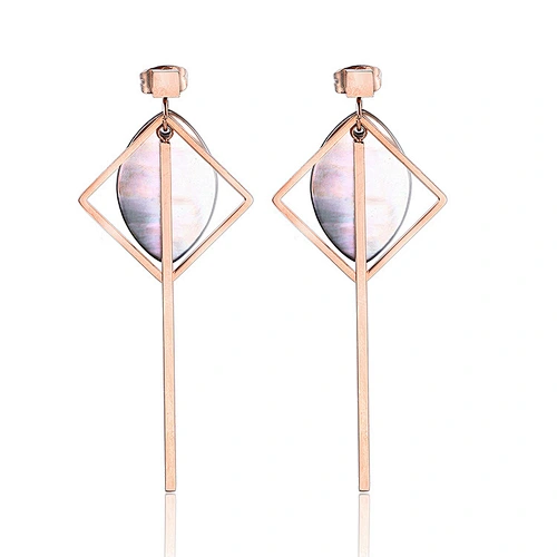 Exaggerated earrings Korea long oval female simple wild hollow diamond shell earrings ear jewelry factory