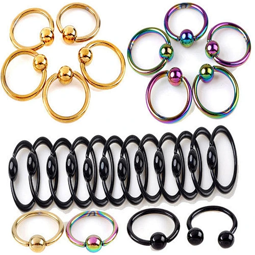 Fashion custom 4 Color titanium Steel eyebrow nose ear lip Piercing ring