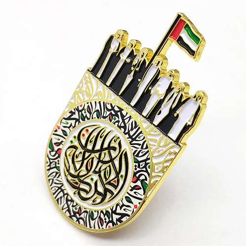Custom UAE National Day National Flag Commemorative Magnet Brooch Painted Printed Badge