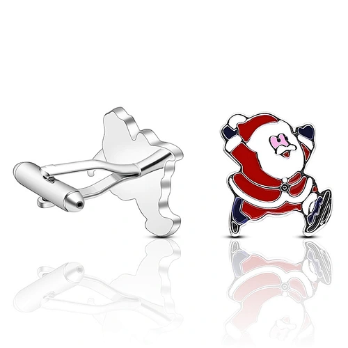 high quality square shape Christmas gifts enamel custom cufflink for men