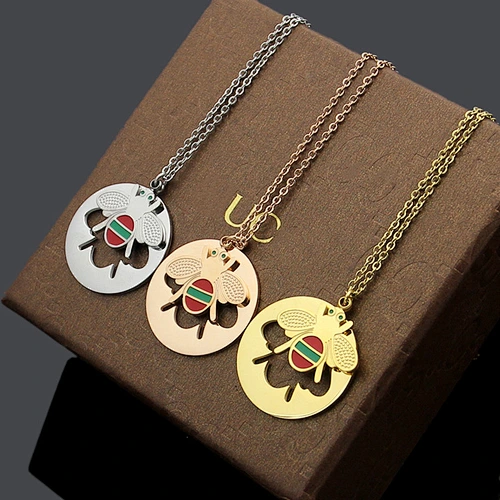 Wholesale stainless steel Bumble Honey Queen Bee Circle Necklace