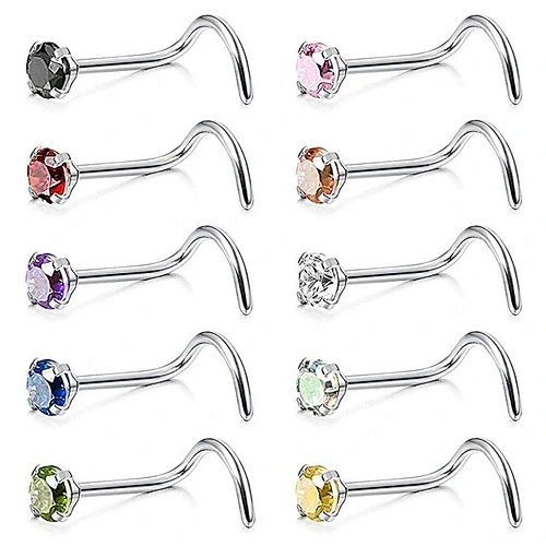 Wholesale Bridal Indian Women Stainless Titanium Steel Designs Custom Jewelry Hoop Gold Silver Pierced Studs Nose Ring