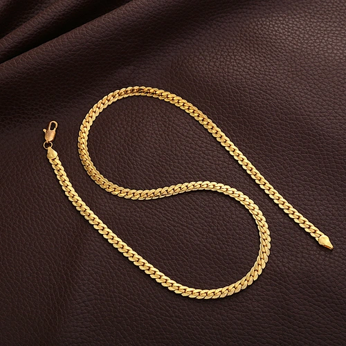 Hot sale cool men jewelry 5mm 20 inch necklace men gold plated chain