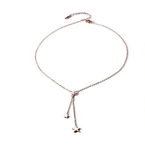 Fashion Women Stainless Steel Tassels Star Golden Rose Gold Necklace