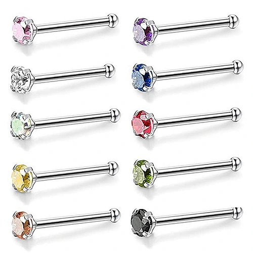 New style 316L stainless steel permanent diamond body pierced nose ring