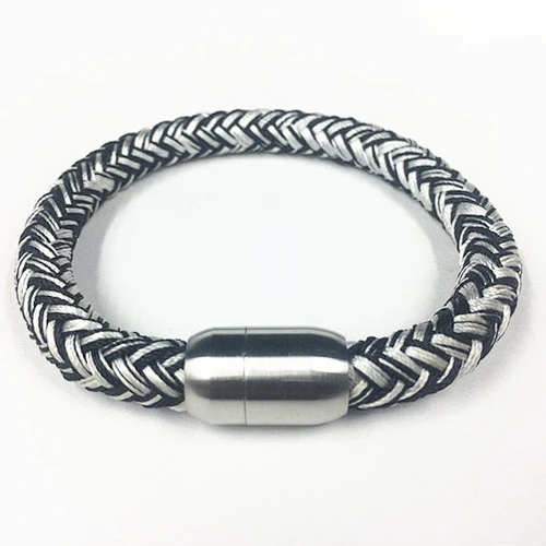 High Quality Handmade Bracelet Jewelry Stainless Steel Capsule Magnetic Clasp Mens Rope bracelet
