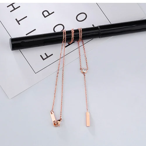 High quality stainlesssteel elegant women rose gold necklace jewelry Charm Pendants