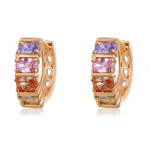 Luxury Bridal Wedding Jewelry Hoop Aaa Cubic Zirconia Stud Earrings