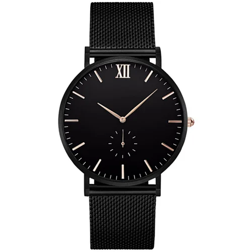 OEM and ODM Waterproof 3ATM Custom Logo matte black 316L stainless steel mesh fashion couple Coin watch
