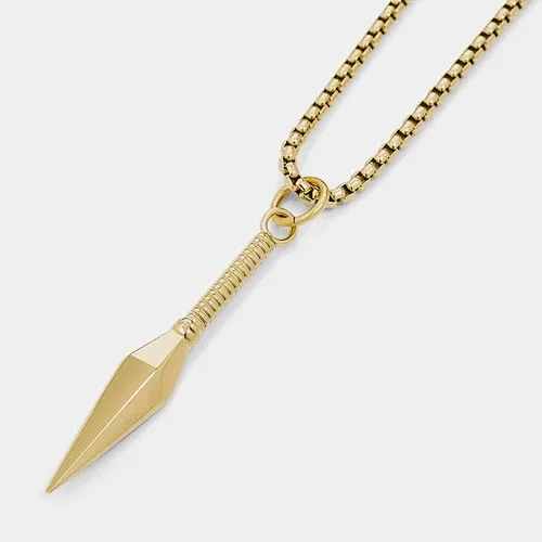Vitaly Design  316L Stainless Steel Round Box Chain with Weapon Pendant Versatile for Mens Necklace Gifts