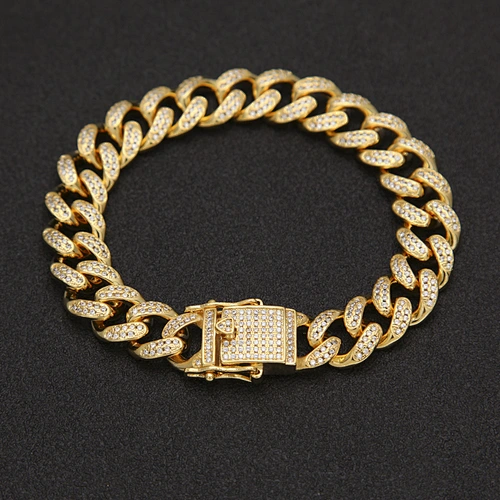Pave Zircon Hip-hop Style Ornament 8 Inch Cuba Bracelet Plated Chain Bracelet Jewelry