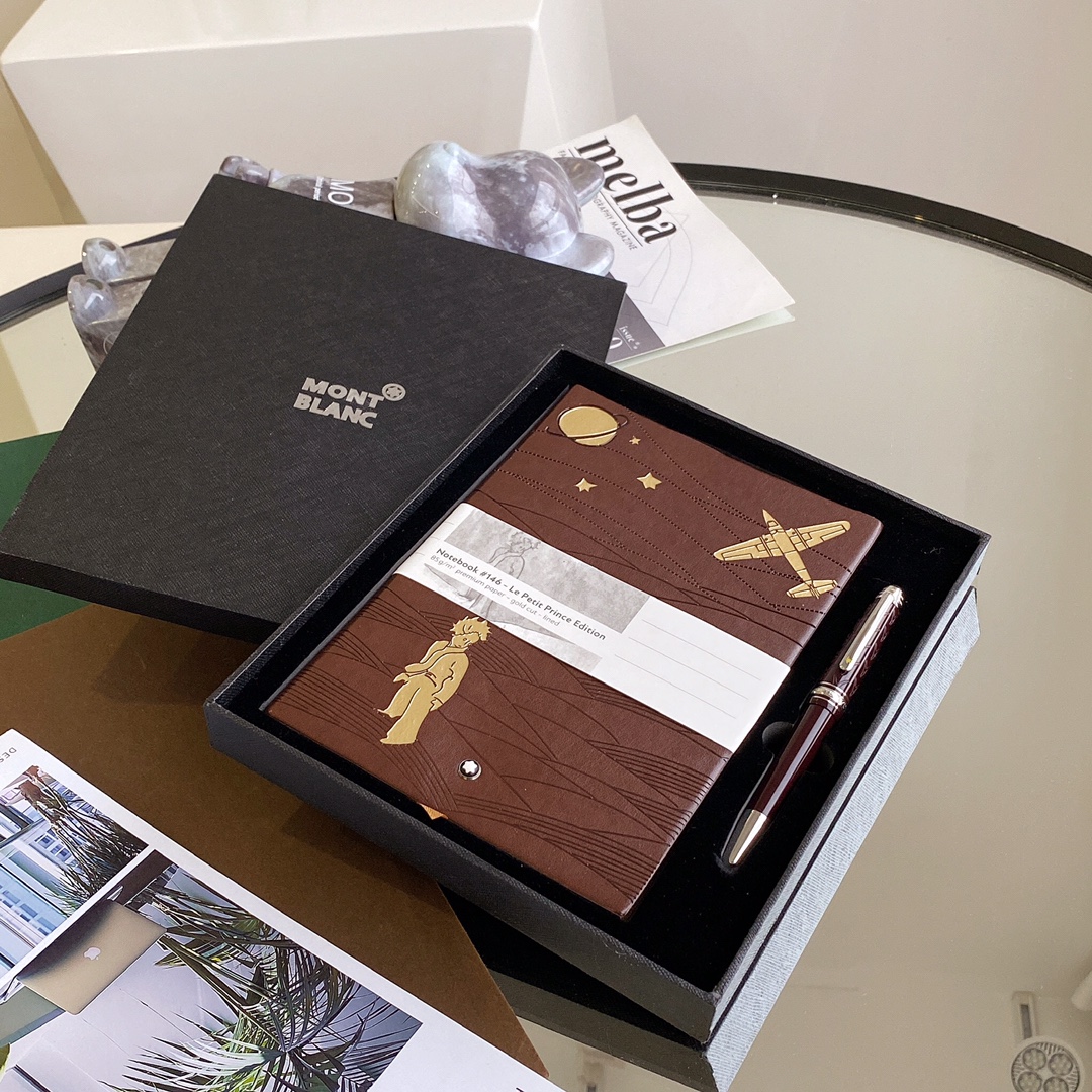 Montblanc Gift Set (Meisterstuck 146 Back with Platinum trim Rollerball Pen & #146 Red, Medium Notebook)