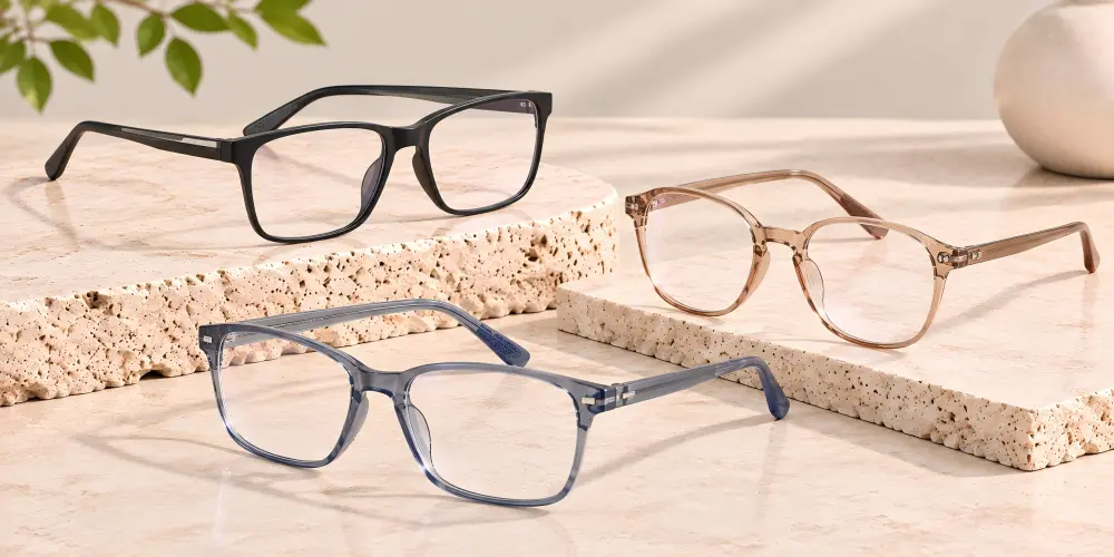 HONKAN wholesale TR90 glasses lightweight flexible optical frames in black amber and blue gray