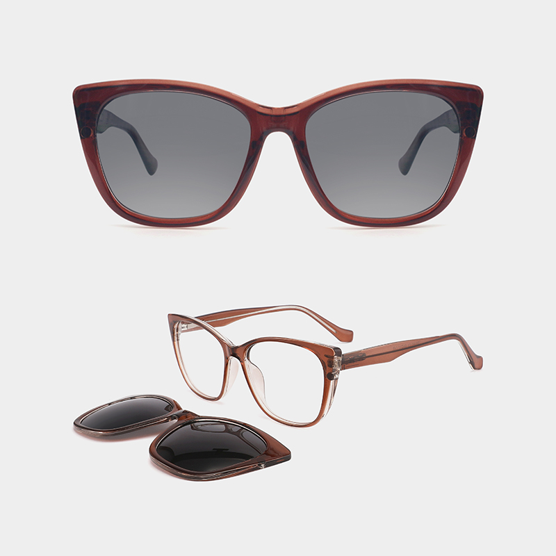 Solvaya Glasses women's TR90 polarized clip on glasses with magnetic hook attachment