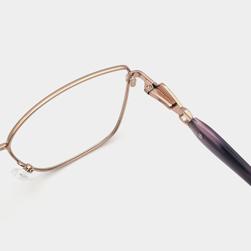 Selmira Glasses flexible spring hinge detail on metal optical frame