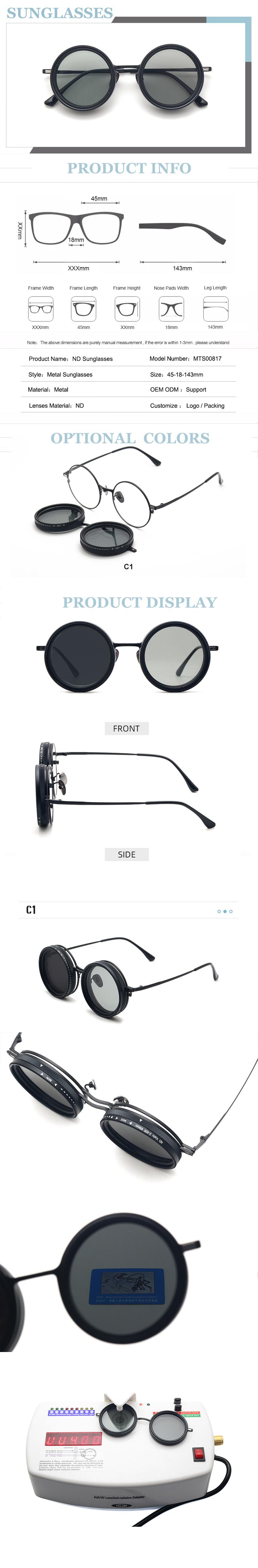 Clip On ND Tint Adjustment Round Polarized Brightness Adjustable Sunglasses
