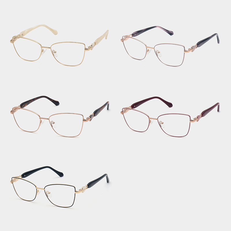 Woman wearing Selmira Glasses stylish metal optical eyewear