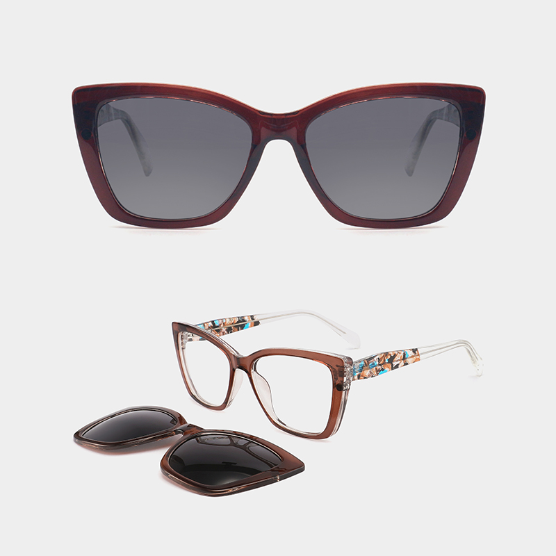 Elvessa Glasses fashionable women's TR90 polarized clip on glasses