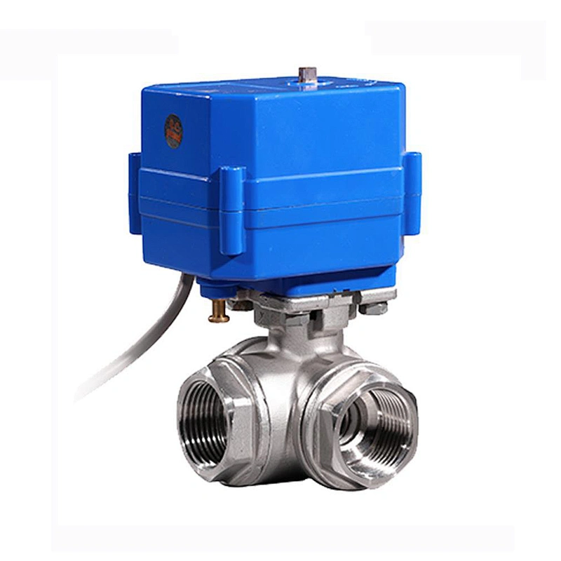 CWX-15N Series DN15 1/2 inch 3 Way T Port 12V DC Stainless Steel Electric Water Flow Control Ball Valve