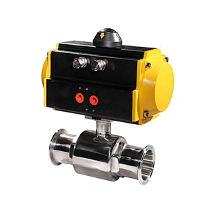 DN25 Double Acting 2 Way Tri Clamp Sanitary Food Grade Stainless Steel Water Pneumatic Actuator Ball Valve