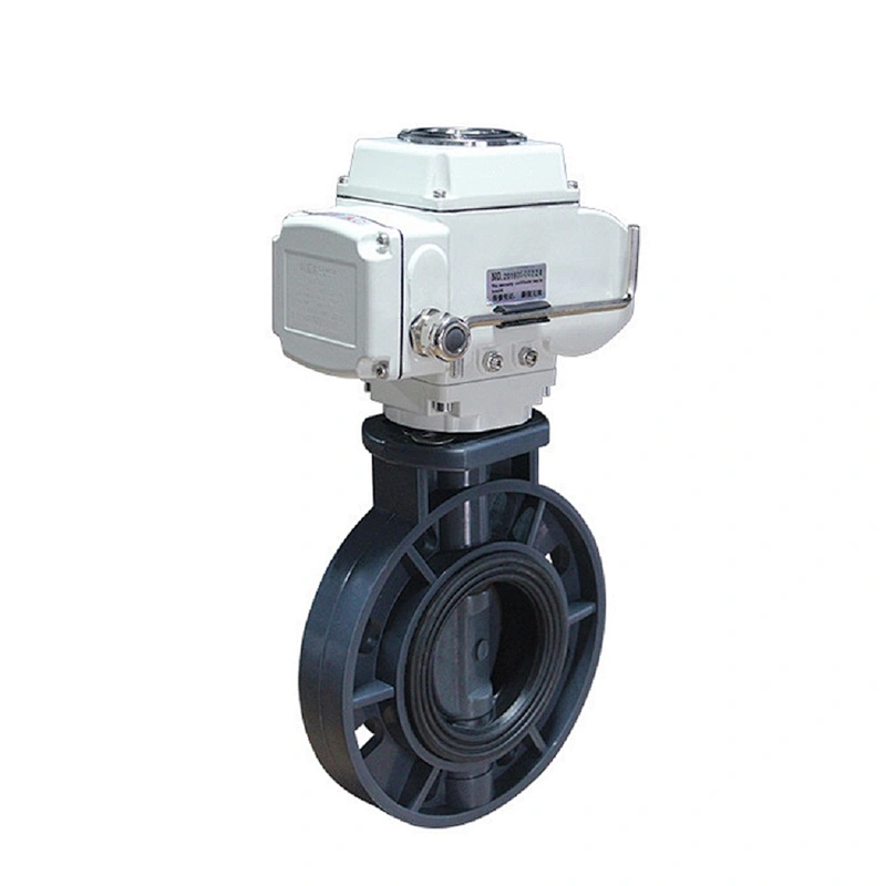 COVNA DN300 12 inch EPDM Rubber Seat Flange Type 24V DC On Off Electric Rotary Actuator PVC Plastic Butterfly Valve