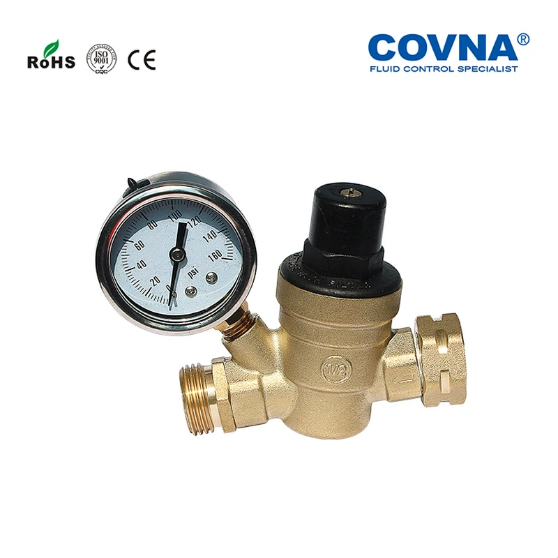 Union type lead free Brass pressure regulator with gauge
