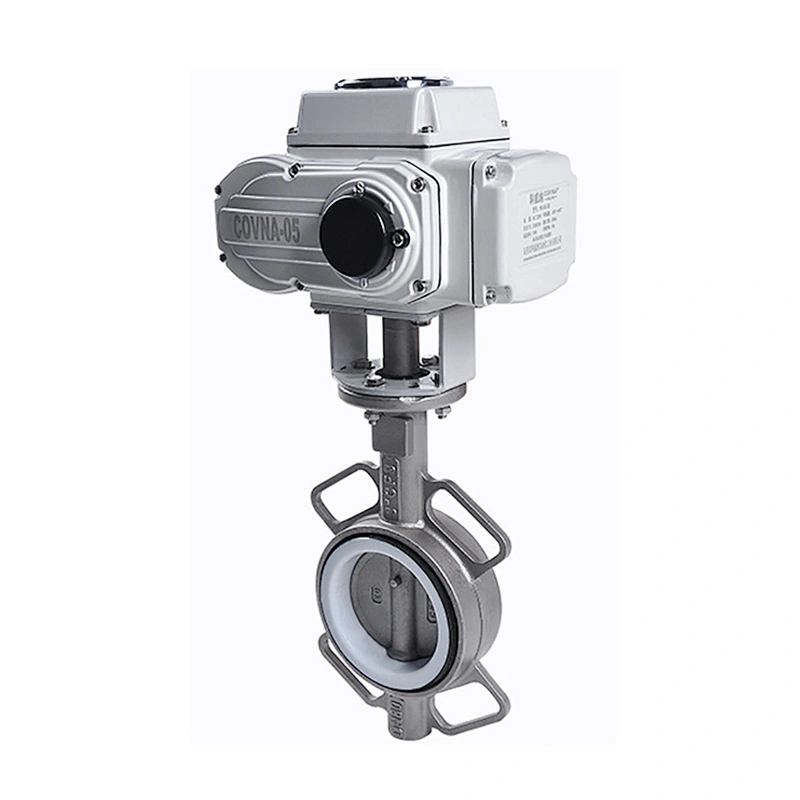 COVNA DN100 4 inch PN16 24VAC PTFE Seat Wafer Type 304 Stainless Steel Motor Operated Butterfly Valve