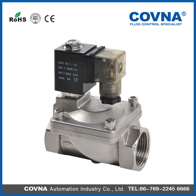 N/O Stainless Steel Electromagnetic Solenoid Water Valve 2 Way Direct Drive Large