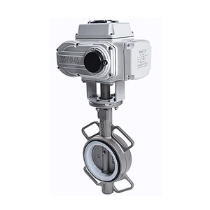 COVNA DN250 10 inch PN16 12V DC PTFE Lined Wafer Type SS 316 Motor Operated Butterfly Valve