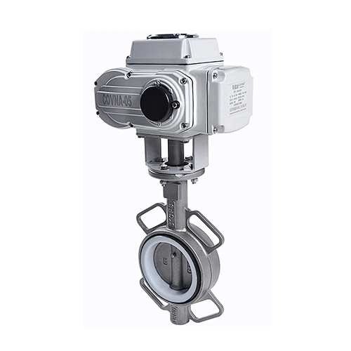 COVNA DN250 10 inch PN16 12V DC PTFE Lined Wafer Type SS 316 Motor Operated Butterfly Valve