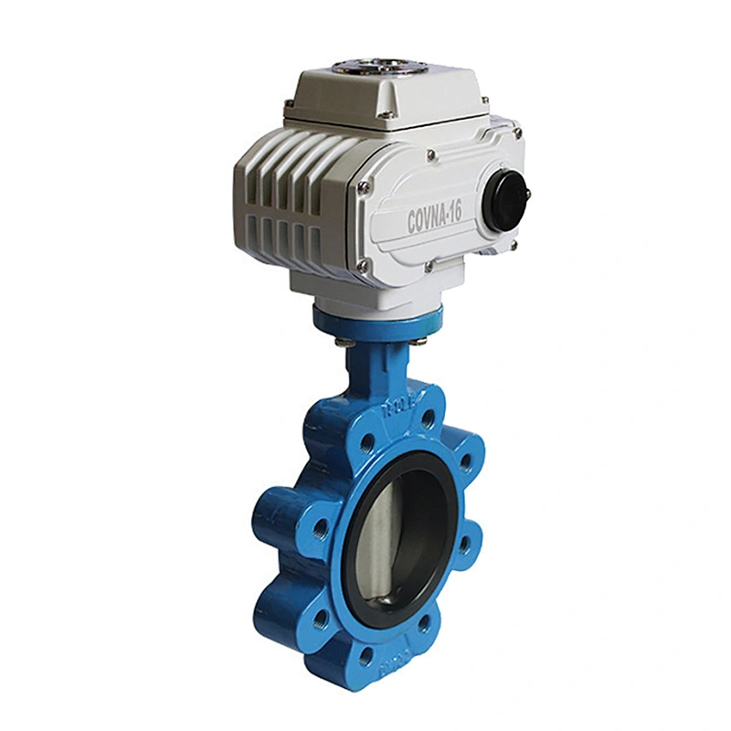 COVNA DN50 2 inch ANSI Class 150 EPDM Rubber Seat Lug Type Cast Steel 12 Volt Modulating Electric Actuator Butterfly Valve