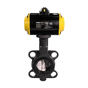 4 inch Cast Iron Wafer Connection Industrial Pneumatic Actuator Butterfly Valve