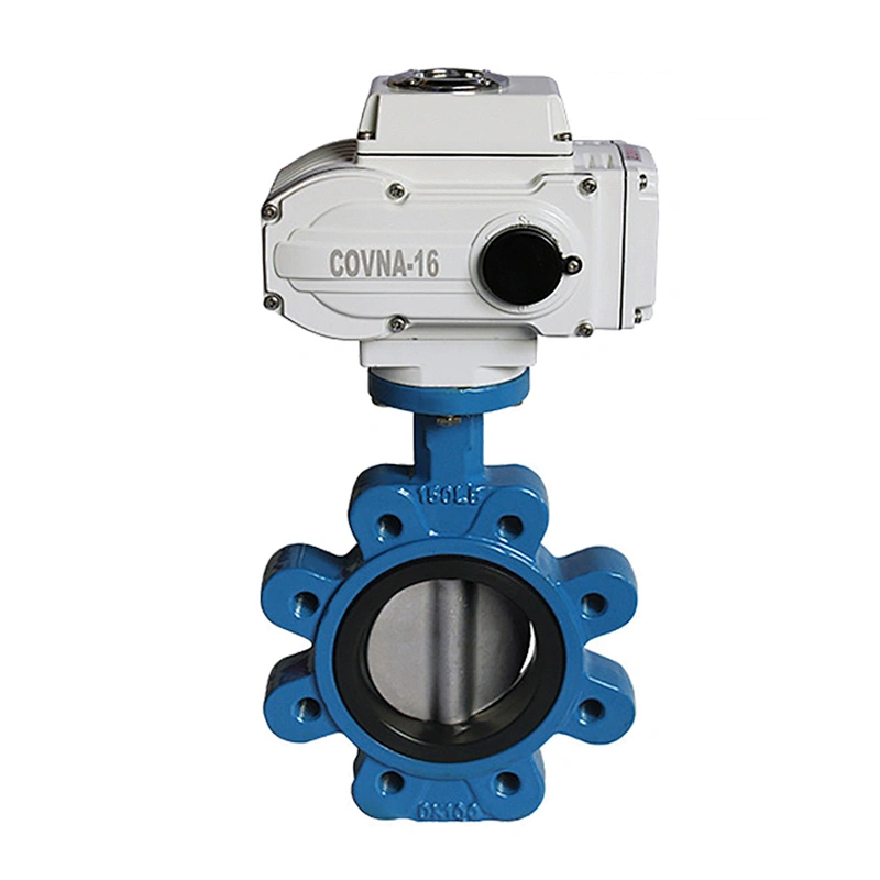 COVNA DN50 2 inch ANSI Class 150 EPDM Rubber Seat Lug Type Cast Steel 12 Volt Modulating Electric Actuator Butterfly Valve