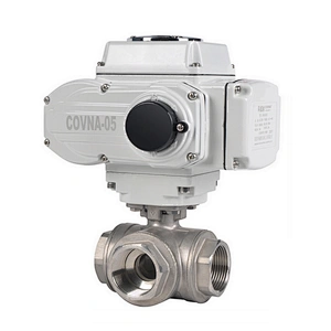 COVNA DN20 3/4 inch 3 Way T Port 1000 WOG 24 Volt Female Thread CF8M Stainless Steel Electric Actuated Ball Valve