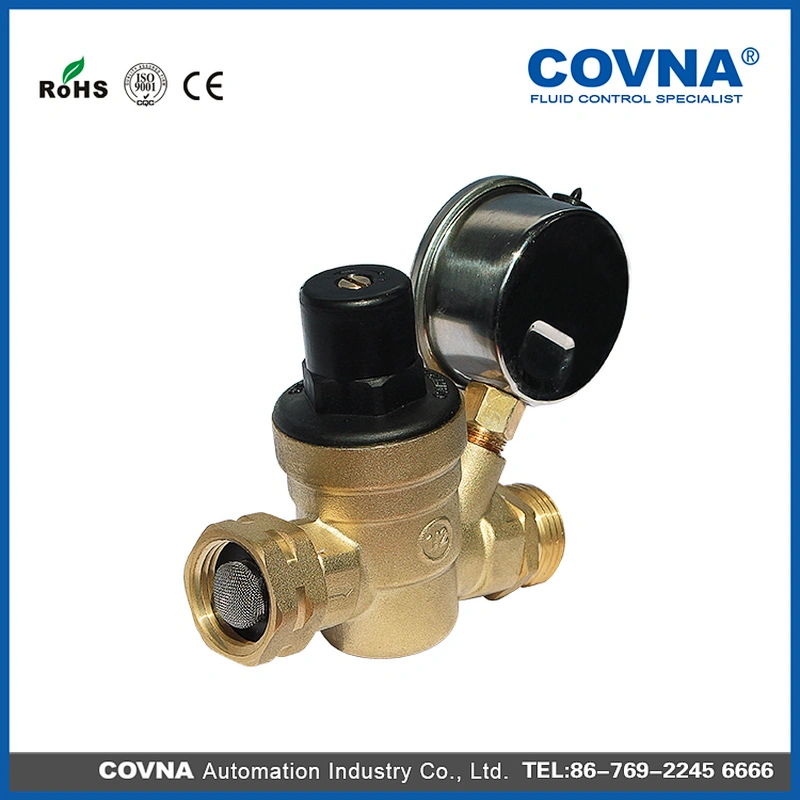 Brass Water Pressure Reducing Valve with Gauge