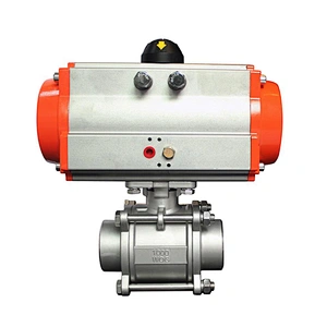 3PC 100mm Stainless Steel Pneumatic Actuator Fully Welded Ball Valve