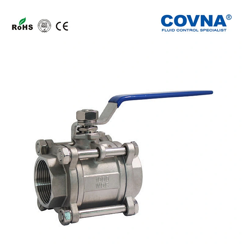 Three pieces screw ends 1000 WOG threaded full port stainless steel ball valve manufacturers