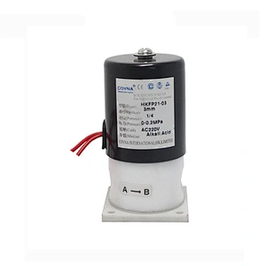 COVNA DN20 3/4 inch 2 Way AC220V 12V DC Normally Closed Chemical Resistant Plastic PTFE Solenoid Valve