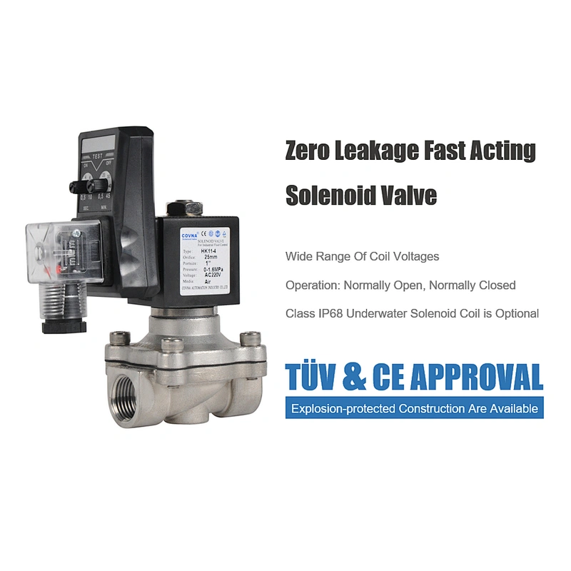 COVNA DN25 1 inch 2 Way 220V AC Normally Closed 304 Stainless Steel Timer Solenoid Valve