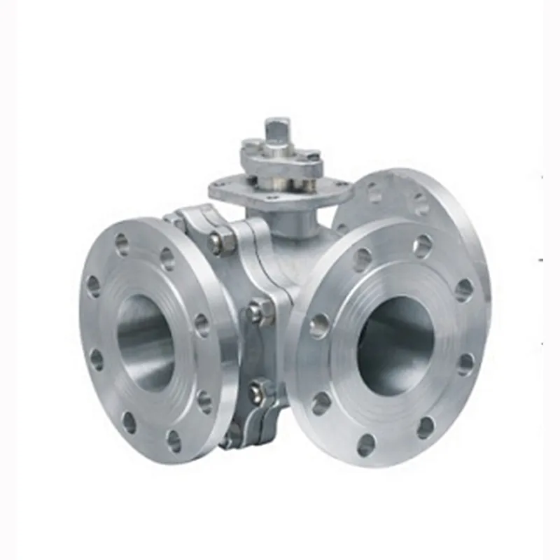 Stainless Steel T port L port 3 way type flange connection ball valve