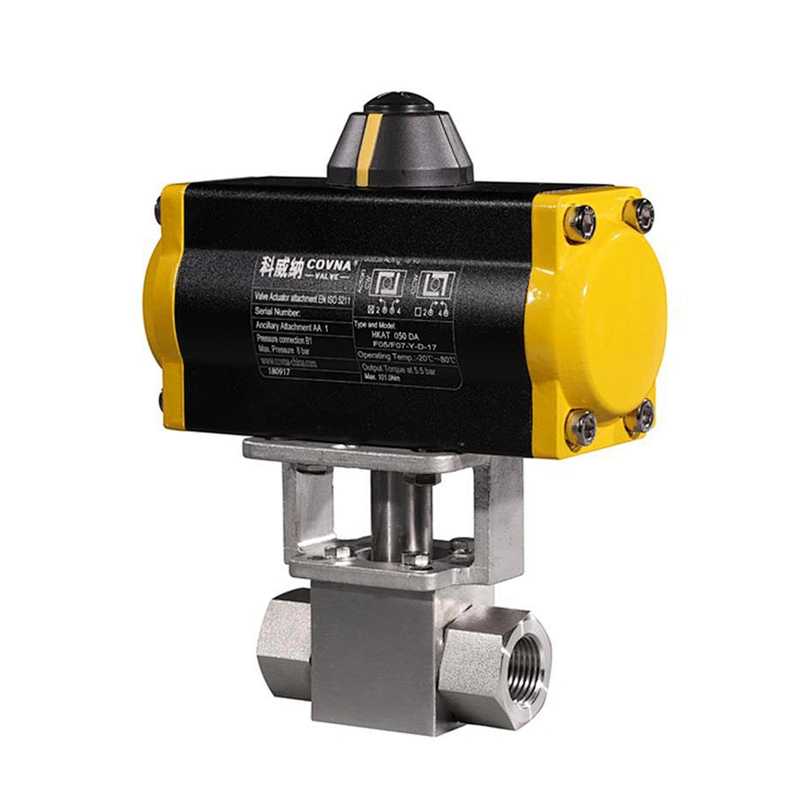 COVNA DN40 1.5 inch 2 Way 5000PSI High Pressure 316 Stainless Steel Pneumatic Actuated Ball Valve