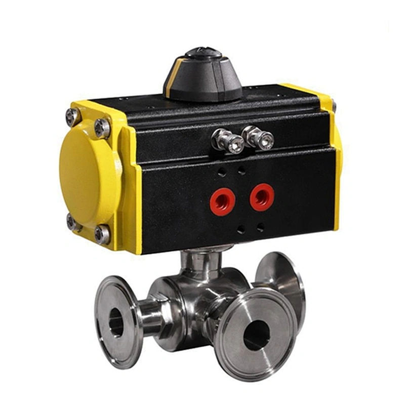 COVNA HK56-WT 3/4inch 3 Way  Double acting 304 Stainless Steel sanitary Pneumatic Actuated Ball Valve
