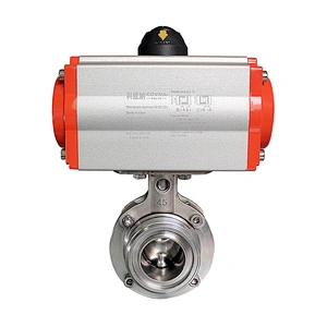COVNA DN40 1.5 inch Viton Seat External Screw Type Thread End SS304 Pneumatic Actuated Sanitary Butterfly Valve